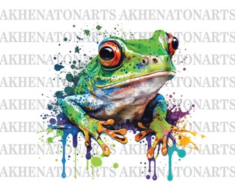 Watercolor Frog , Frog Png , Frog Shirt Design , Frog Clipart , Frog Sublimation , Watercolor Animal , Digital Download , Instant Download