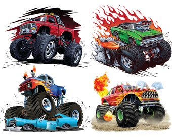 Colorful Monster Truck PNG Monster Truck Cartoon PNG 