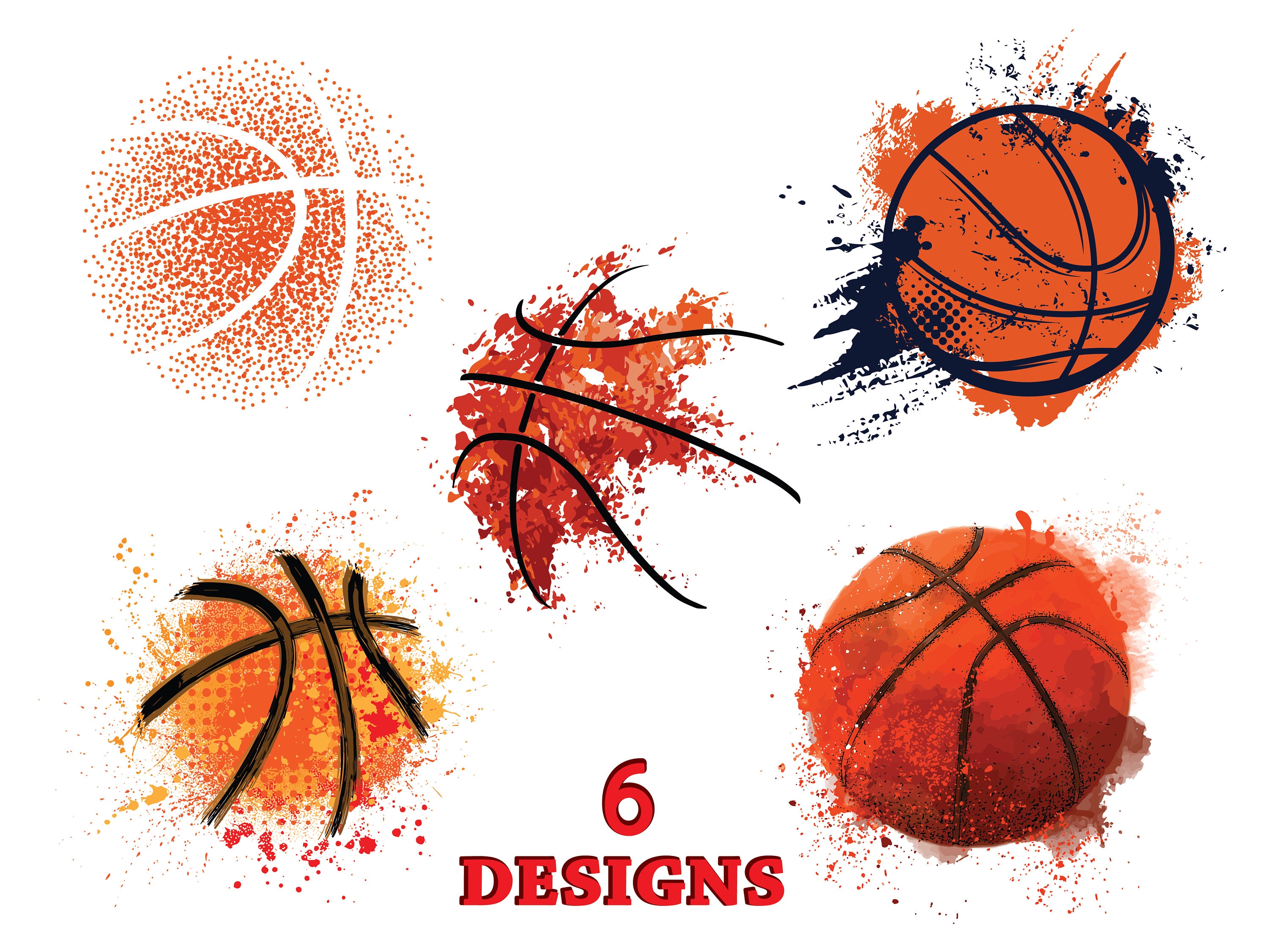 Basketball Png 6 Designs Distressed Basketball Etsy