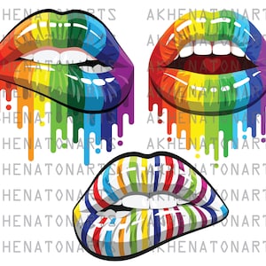 LGBT Pride Lips Png Rainbow Lips Png Biting Rainbow Lips - Etsy