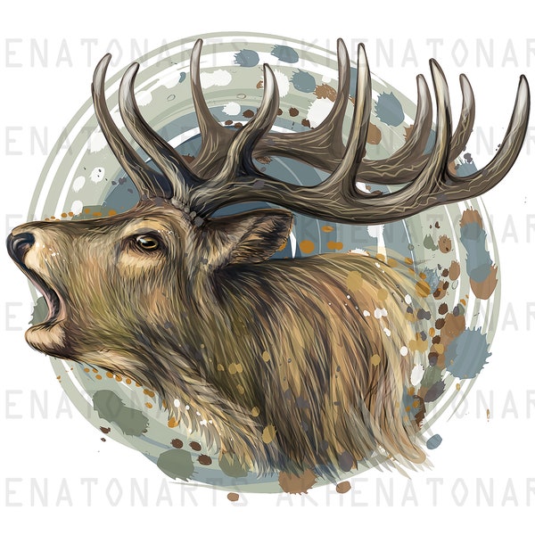 Watercolor Deer Png , Deer Head , Deer Clipart , Watercolor Animal , Deer Sublimation Design , Digital Download , Instant Download