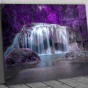 Waterfall Glass Wall Art: Modern Landscape Decor