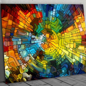 Glass Printing Wall Art, Stained Glass Window Hangings Panel, Stained Glass Art Decor, Wall Decor Hangings, New Home Gift, Modern Wall Art