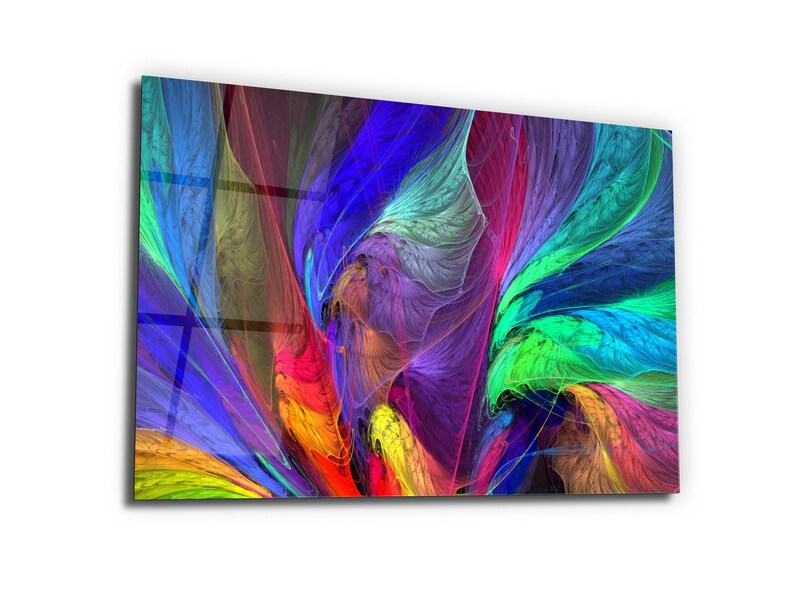 Puede incluir: Impresi&oacute;n de arte abstracto con l&iacute;neas coloridas que se arremolinan en tonos de azul, verde, rojo, amarillo y morado.