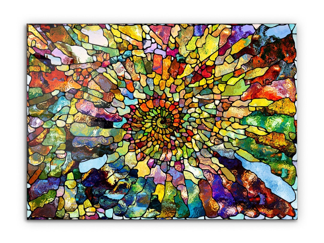 Glass Mosaic Wall Art Durable Glass Panel Glass Printing Decor Tempered
