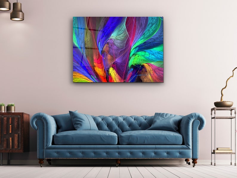 Puede incluir: Impresi&oacute;n de arte abstracto con colores vibrantes, incluyendo azul, verde, rojo, amarillo y morado. Los colores se mezclan en un patr&oacute;n de remolino, creando un efecto din&aacute;mico y en&eacute;rgico.