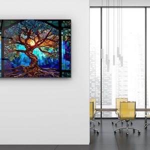 Stained Glass Painting Life of Tree-Glass Printing Wall Art-Large Wall Art-Wall Hangings-Art Deco Panel-Stepmom Gift-Office&Home Decor imagem 7