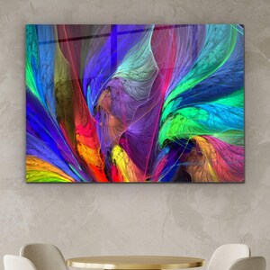 Puede incluir: Impresi&oacute;n de arte abstracto con un remolino de colores azul, verde, morado, amarillo y rojo. Los colores se mezclan en un patr&oacute;n din&aacute;mico y fluido.