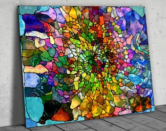 Abstract Stained Glass Art Work, Home Office Decor, Glass Mosaic Wall Art, Wall Decor Hangings, Wall Art Decor Gift, Stained Glass Window
