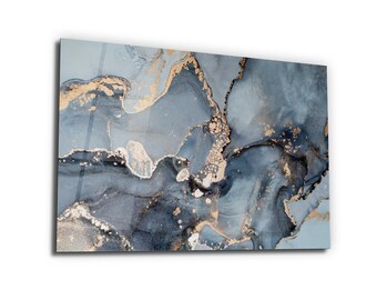 Abstract Colorful Marble Themed Tempered Glass Printing Wall Art- Modern Decor Ideas-Interior Design-Natural-Vivid Wall Decor-Wall Hangings