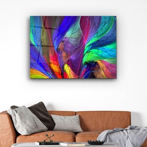 Puede incluir: Impresi&oacute;n de arte abstracto con un remolino de colores azul, verde, morado, rojo y amarillo. La obra tiene un aspecto fluido y org&aacute;nico.