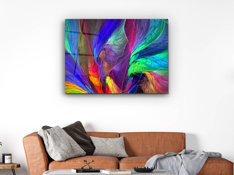 Puede incluir: Impresi&oacute;n de arte abstracto con un remolino de colores azul, verde, morado, rojo y amarillo. La obra tiene un aspecto fluido y org&aacute;nico.