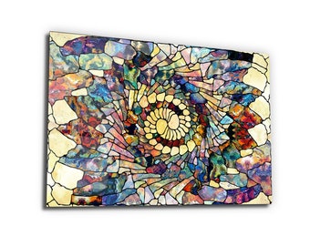 Stained Glass Design-Glass Printing Wall Art-Wall Decor-Home Decor-Wall Hangings-Interior Design Ideas-Wall Panels-Stained Glass Art-Fractal