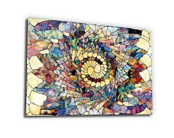 Stained Glass Design-Glass Printing Wall Art-Wall Decor-Home Decor-Wall Hangings-Interior Design Ideas-Wall Panels-Stained Glass Art-Fractal