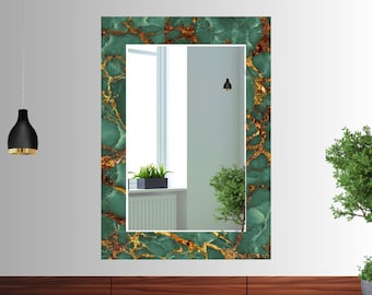 Abstract Marble Wall Mirror for Bathroom Art , Entryway Hallway Mirror, Wall Mirror for Bedroom, Decorative Bathroom Mirror, Home Wall Decor