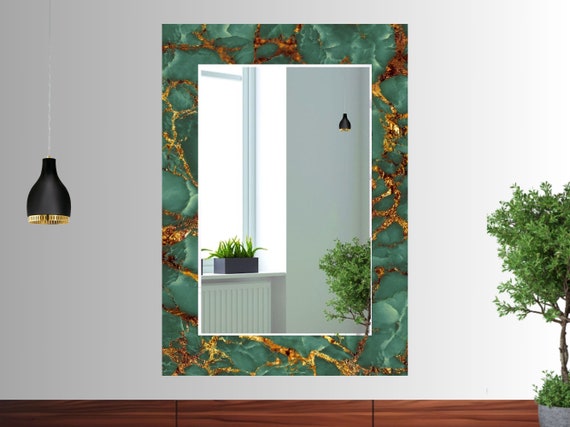 Abstract Marble Wall Mirror for Bathroom Art , Entryway Hallway Mirror, Wall Mirror for Bedroom, Decorative Bathroom Mirror, Home Wall Decor