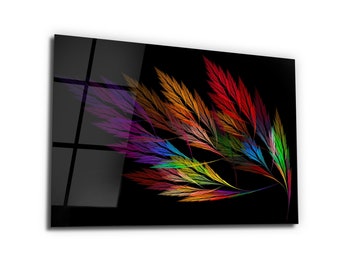 Abstract Feather-Glass Printing Wall Art -Colorful Glass Printing Wall Art-Wall Art Modern Decor Ideas-House Warming Gift-Wall Hanging Art