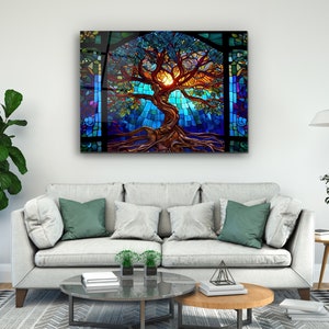 Stained Glass Painting Life of Tree-Glass Printing Wall Art-Large Wall Art-Wall Hangings-Art Deco Panel-Stepmom Gift-Office&Home Decor imagem 10