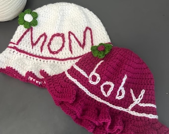 Mommy & Me Crochet Bucket Hat Set: Handmade Organic Cotton