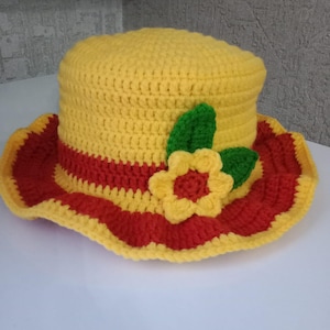Yellow Flower Crochet Bucket Hat