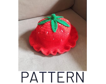 PATTERN Strawberry Bucket Hat NEW MODEL | Cute Fruit Crochet Handmade Hat