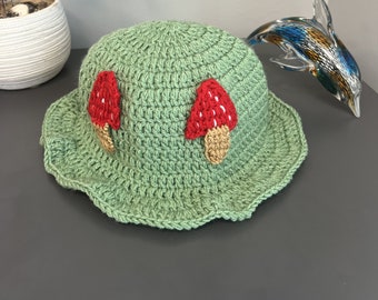 Crochet Mushroom Bucket Hat: Handmade Organic Cotton