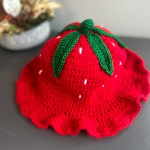 Strawberry Bucket Hat NEW MODEL | Cute Fruit Crochet Handmade Hat