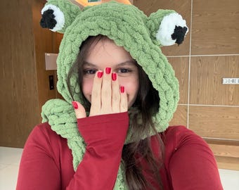 Crochet Green Balaclava Hat | Handmade Animal  Hooded Scarf – Soft & Cozy Winter Accessory