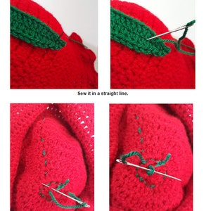 Bob à motif fraise NOUVEAU MODÈLE Chapeau fait main au crochet avec fruits mignons image 4