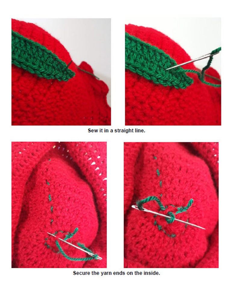 Bob à motif fraise NOUVEAU MODÈLE Chapeau fait main au crochet avec fruits mignons image 4