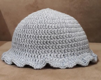 Gray Crochet Bucket Hat: Handmade Organic Cotton Adult Hat