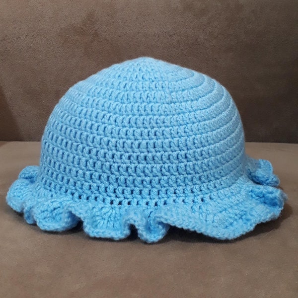 Ocean Blue Bucket Hat |Plain Cute Crochet Handmade Hat