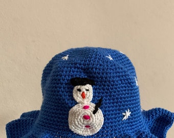 Snowman Bucket Hat | Sweet Crochet Handmade Hat