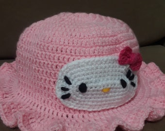 Pink Crochet Bucket Hat: Handmade Cotton Blend