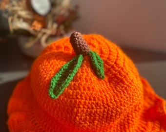Orange Crochet Bucket Hat: Handmade Fruit Hat