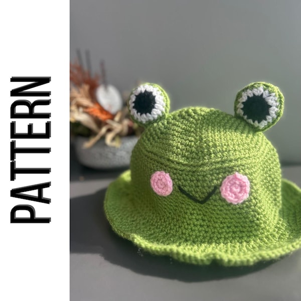 PATTERN Frog Bucket Hat NOUVEAU MODÈLE | Chapeau fait main au crochet avec des animaux mignons