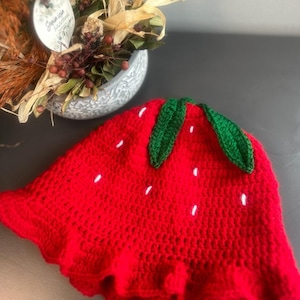 Strawberry Bucket Hat NEW MODEL Cute Fruit Crochet Handmade Hat - Etsy