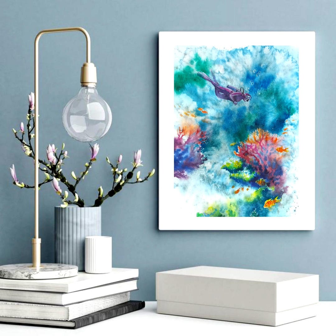 Secrets of the Sea Depths Original Watercolor Painting Underwater Art ...