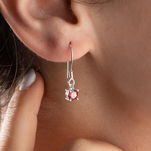 Dainty Birthstone Earrings, Minimalist Gold Dangle Multi-Stone Earrings For Birthday, Family Birthstone Jewelry, Silver Sapphire Earrings