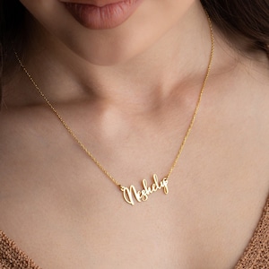 Personalized 14k Gold Filled Name Necklace For Women, Minimalist Sterling Silver Nameplated Necklace