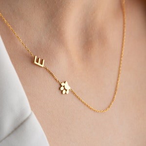 Colar inicial personalizado dourado para mulheres colar minimalista com pingente de letra prateada colar delicado com iniciais laterais presentes de natal para mãe
