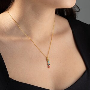 Tiny Gold Family Birthstone Necklace, Dainty Necklace For Birthday, Gift for Grandma, Gift for Mom, November Birthstone Jewelry