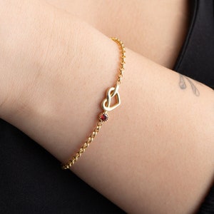 Zierliche Gold Geburtsstein Armband Silber Familie Geburtsstein Armband Mai Geburtsstein Mama Armband Benutzerdefinierte Birthstone Herz Knoten Armband