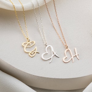 Personalized 14k Gold Initial Necklace For Women Minimalist Sterling Silver Heart Initial Necklace Dainty Gifts For Her Christmas Gifts