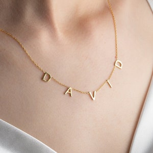 14k Real Gold Personalized Name Necklace Women Name Plate Necklace Silver Name Necklace For Girlfriend Sterling Silver Name Plate Necklace