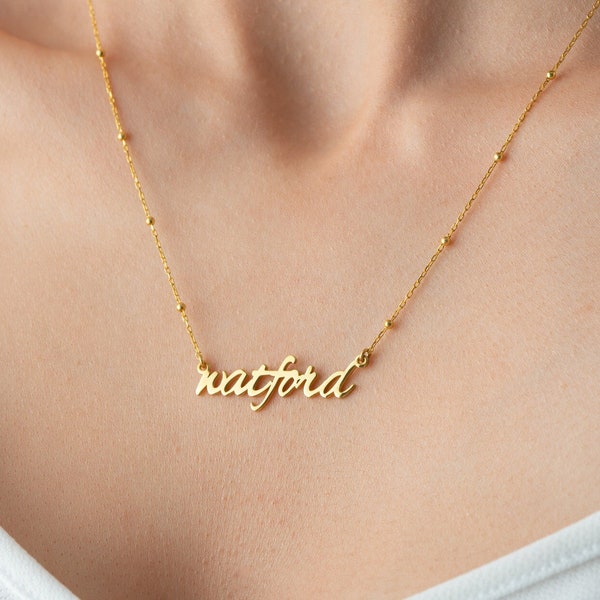Personalized Gold Name Necklace, Elegant Ball Chain Jewelry, Minimalist Sterling Silver Nameplate Necklace,Dainty Mom Gifts
