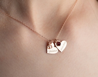 Collier coeur personnalisé en or avec prénom délicat nom gravé collier femmes collier initiale pendentif collier décembre pierre de naissance collier