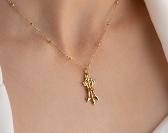 Gold Arrow Necklace for Women 925 Silver Three Arrowhead Necklace Elegant Jewelry for Gift Silver Arrow Pendant Necklace Ball Chain Necklace