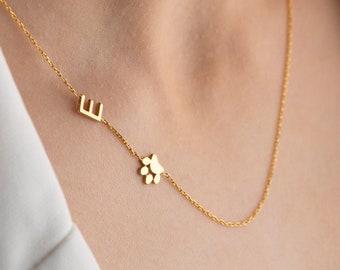 Personalized Initial Necklace Gold For Women Minimalist Silver Letter Pendant Necklace Dainty Sideways Initials Necklace Christmas Gifts Mom