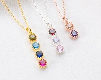 Gold Family Birthstone Necklace Dainty Necklace For Birthday Gift for Grandma Gift for Mom Silver October Birthstone Necklace Multi-stone